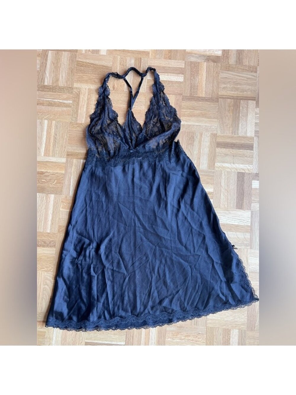 Victoria's Secret Black Lace Halter Slip